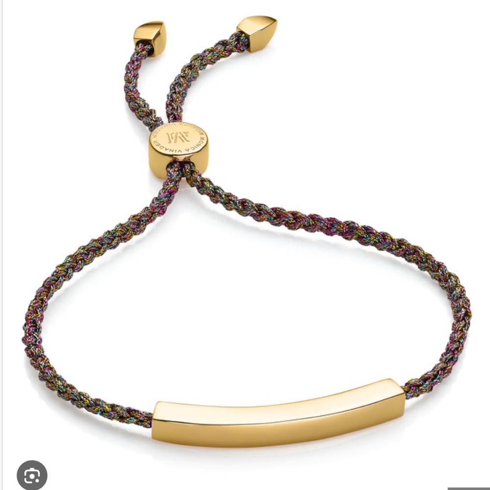 MONICA VINADER ‘Connie’ Linear Rainbow Chain Friendship Bracelet in Pink Gold